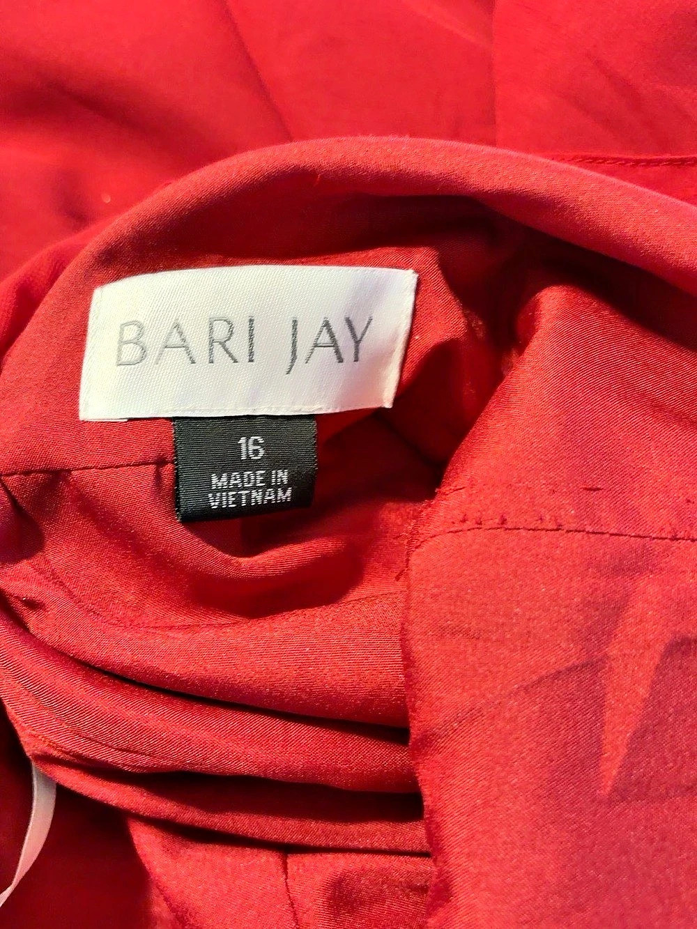 Bari Jay Red Chiffon Convertible Cross-Back Formal Maxi Gown Sz 16 - Picture 5 of 7